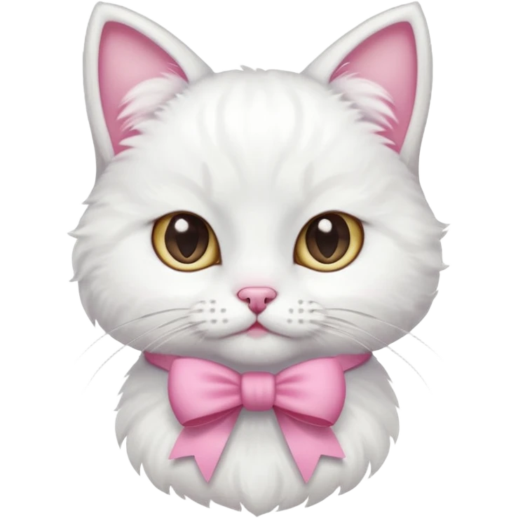 gatita tierna blanca con un monito rosita en una oreja emoji