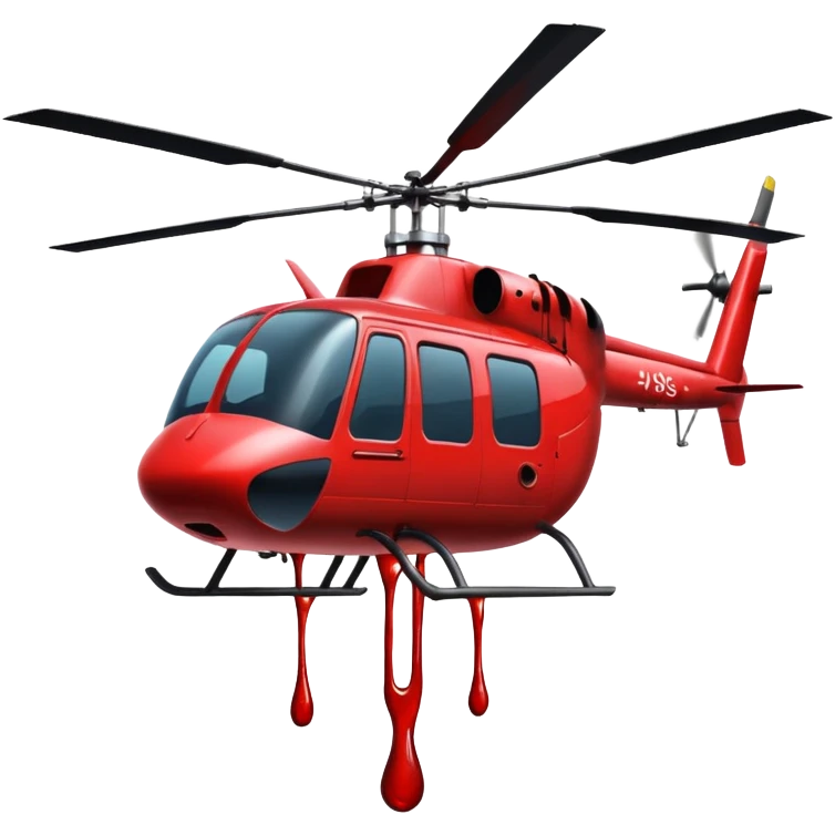 helicopter with dripping blood and horror features emoji