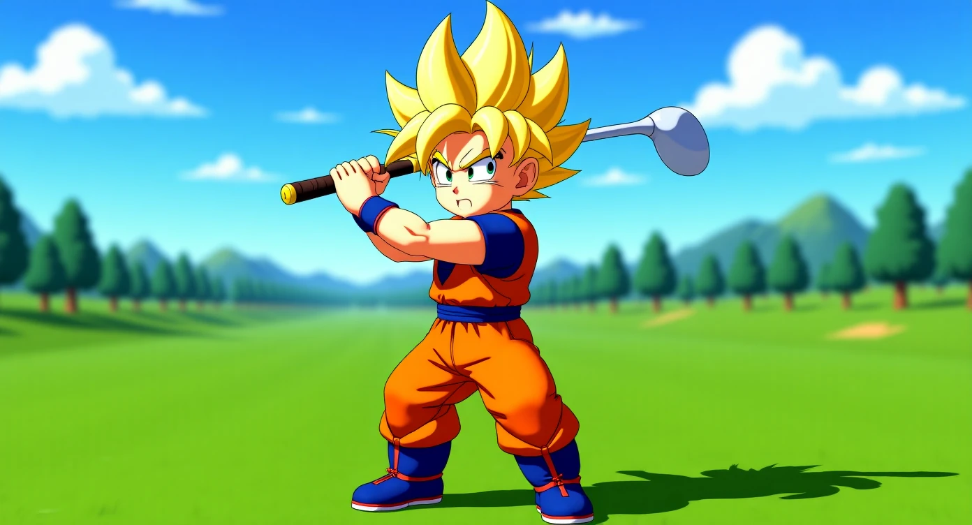 Photo of a Son goku in golf 4, dragon ball style emoji