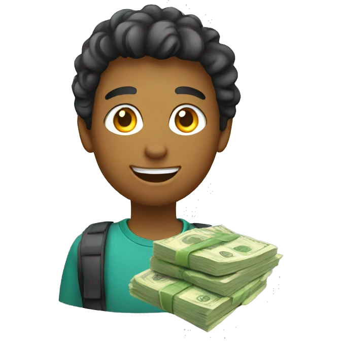 A student and money emoji