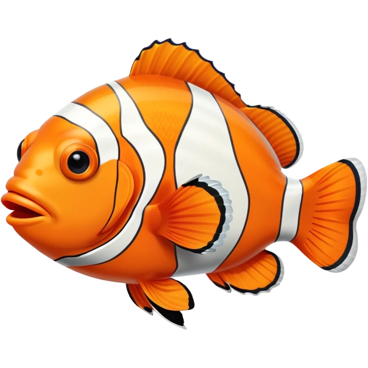 An orange and white striped clown fish with black outlines emoji