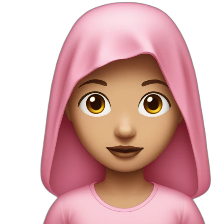 A little girl with black eyes, a light skin, a pink veil and et a pink T-shirt  emoji