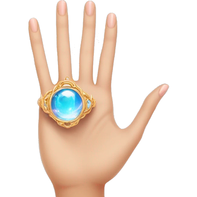 woman's hand with a magical ring in the wing finguer emoji