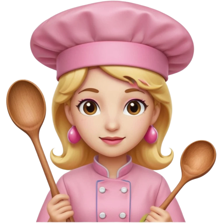 Pink chef hat princess peach with a spoon emoji