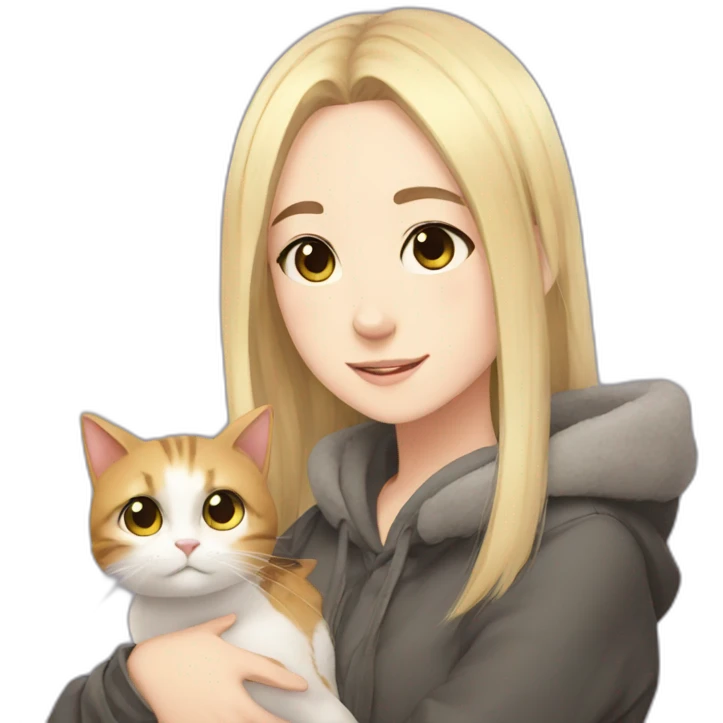 Anime girl with a cat emoji