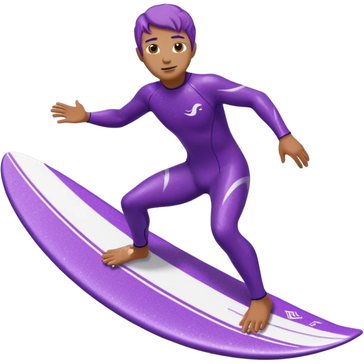 glitter surfer purple surf in wave ocean cian emoji