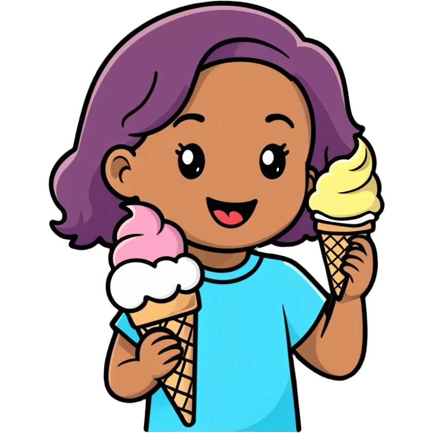 Amiyah eating ice cream emoji