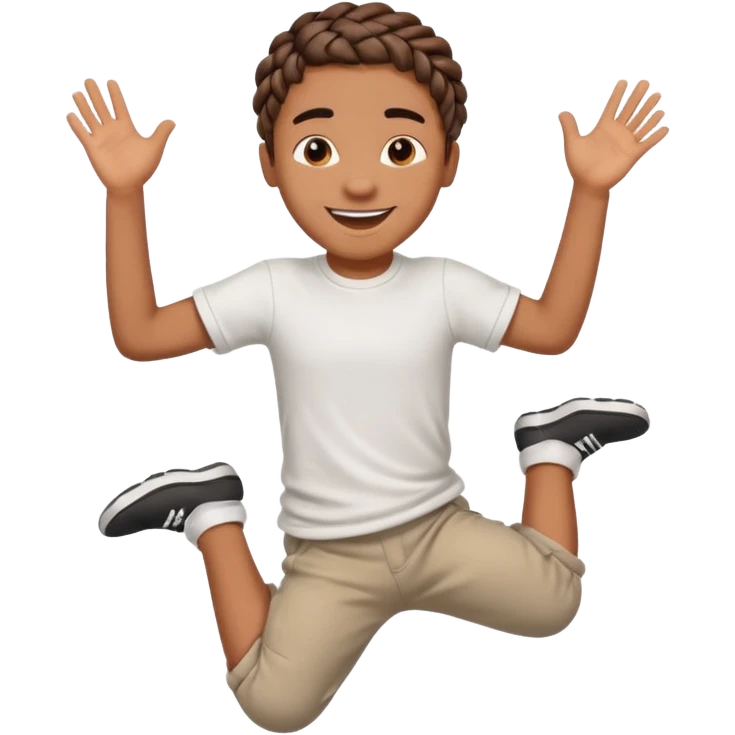 brown boy with braids jumping emoji