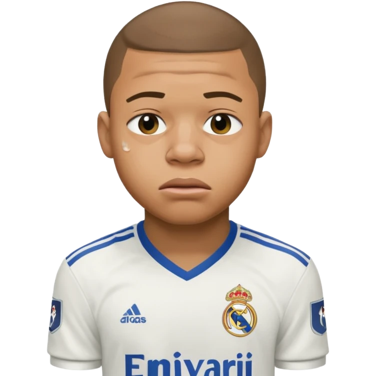Mbappe crying with réal Madrid jersey on emoji
