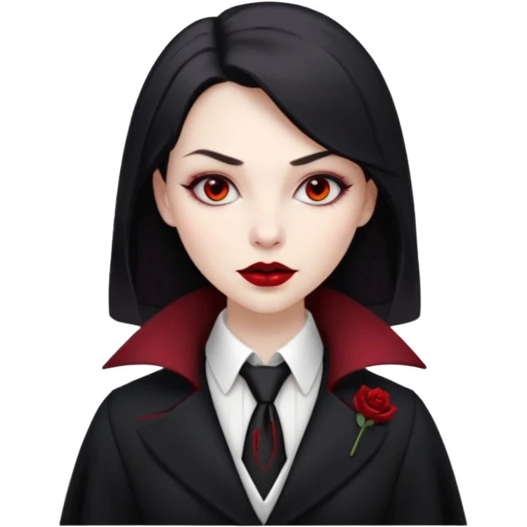 female vampire with coat long collars with tie emoji
