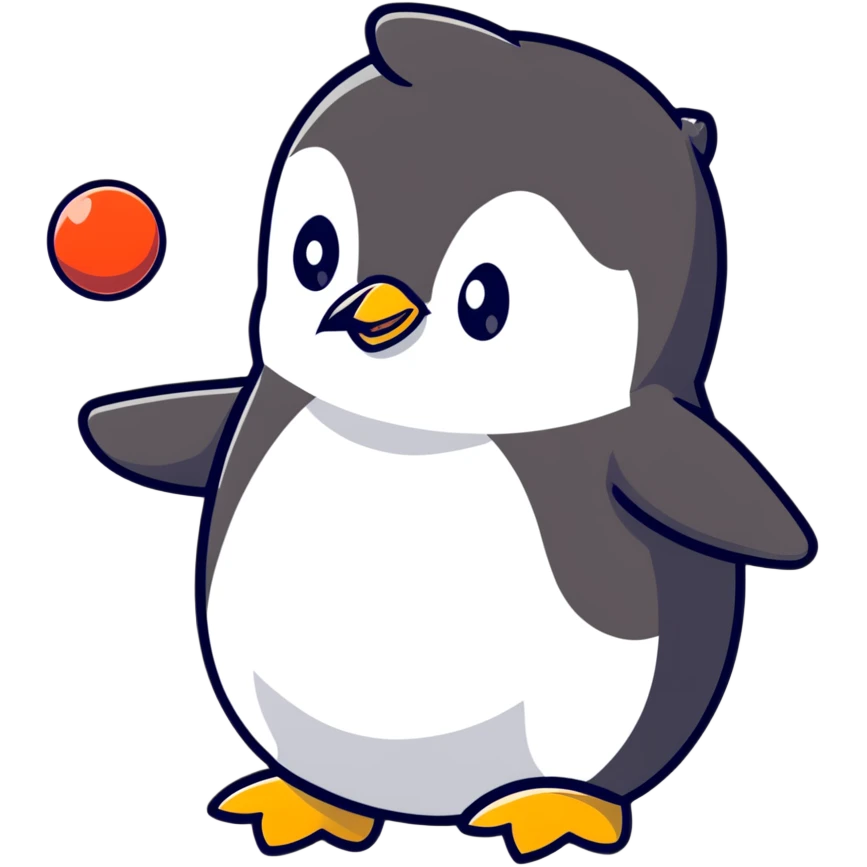 penguin with a ball emoji