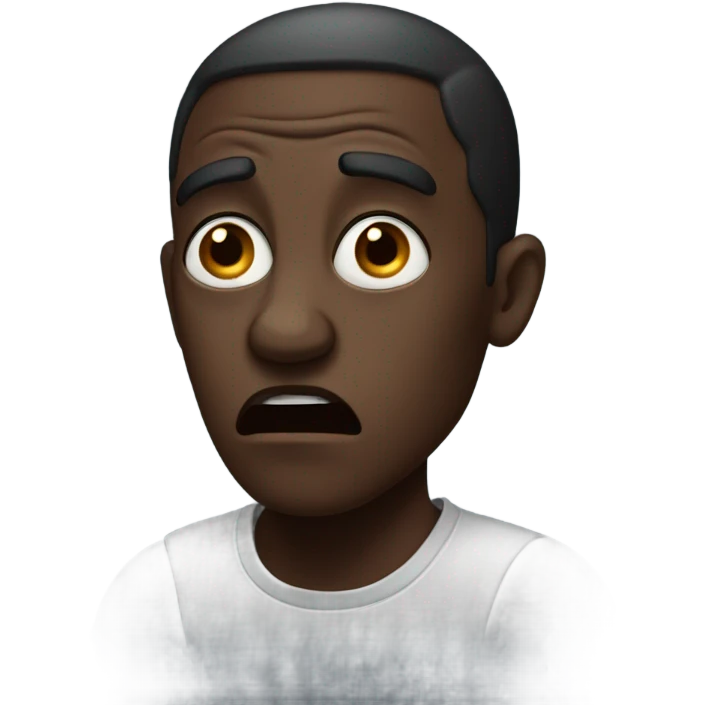 Scared dark skin man emoji