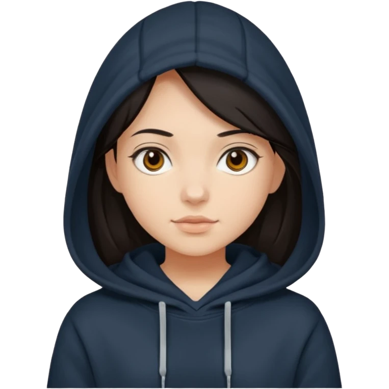 girl with a hood on with dark hair emoji