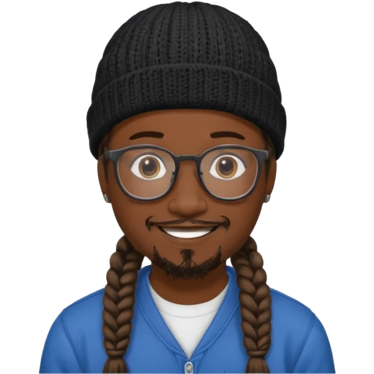 man with braids glasses beanie and goatee emoji