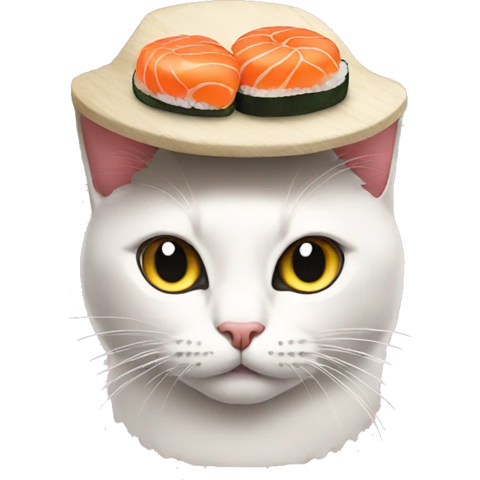 Cat wearing a sushi hat emoji