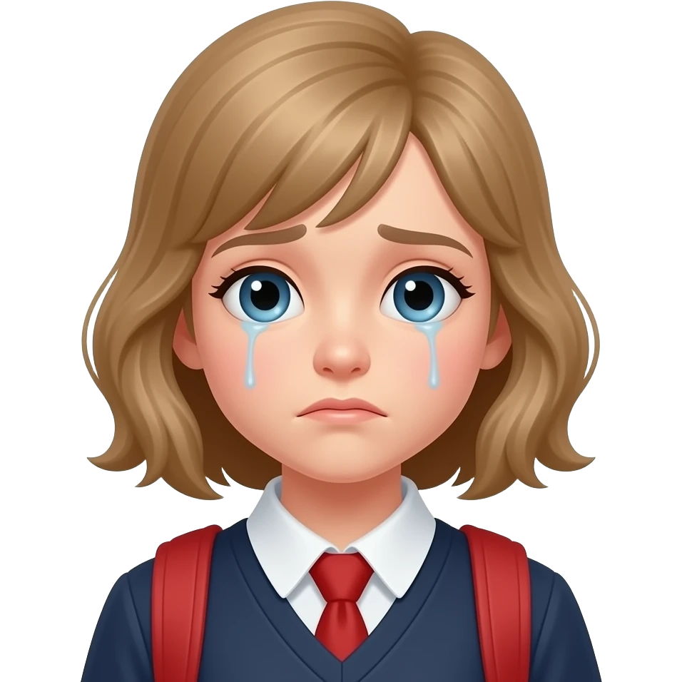 girl  young student sad emoji