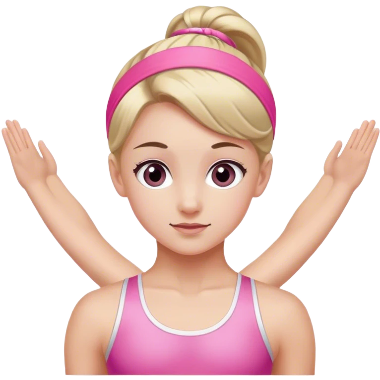 The face of a gymnast in a sports pink headband emoji