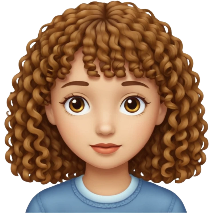 Chica rizada castaña con flequillo  emoji