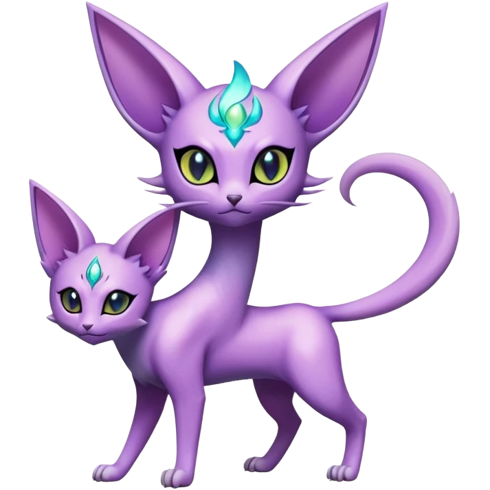 Shiny Exotic Elemental Espeon-Persian-Pokémon-Fakémon-hybrid-creature (full body) emoji