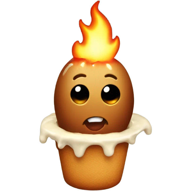 pudding with fire and explode on its head emoji