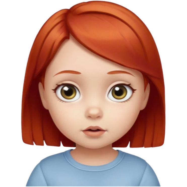 red hair baby girl big eyes short hair emoji