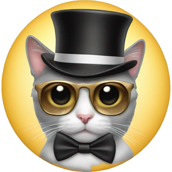 A cat with a bowtie tophat and sunglasses  emoji