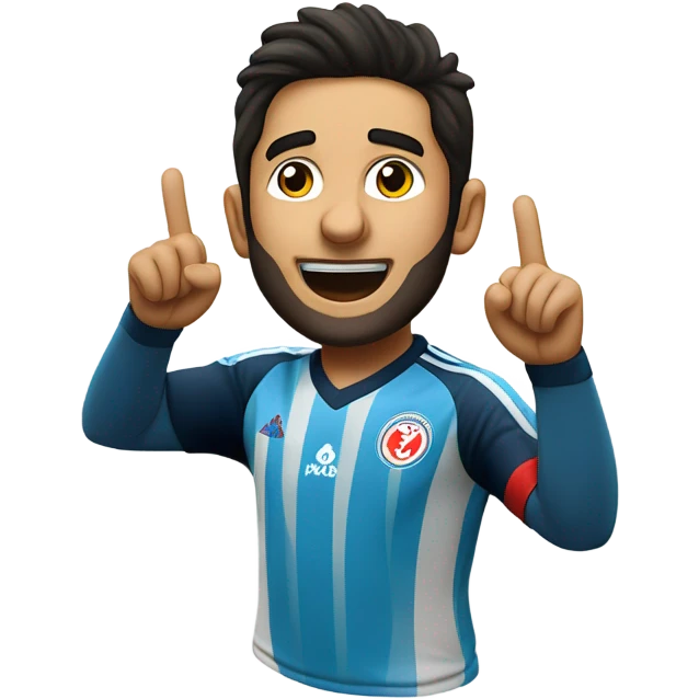 Mapping out Arda Güler's goal celebration, he’s got his right hand on his chest and his left hand pointing skyward, as described earlier emoji