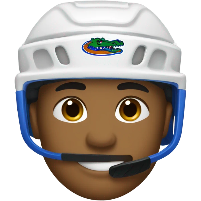 Gator hockey player with a visor emoji