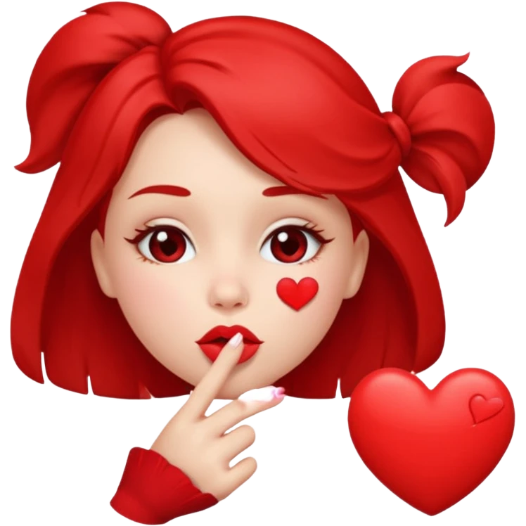 Emoji, girl's face blowing a kiss, puckered lips, small heart emoji