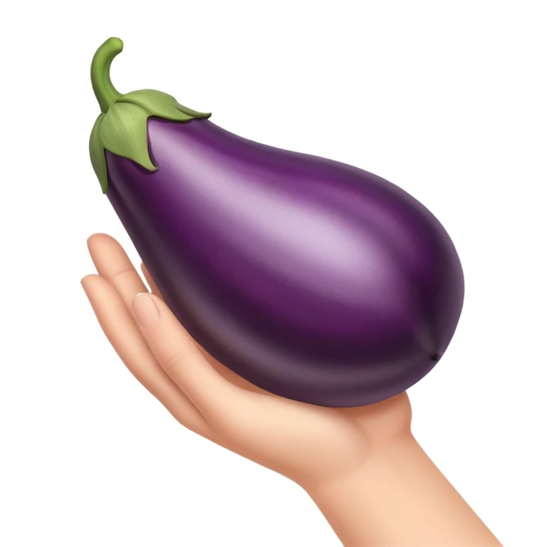 hand holding an eggplant emoji