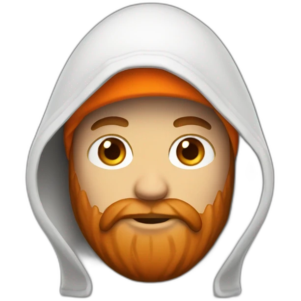 hooded white dude with a brown beard with an orange backwards hat emoji
