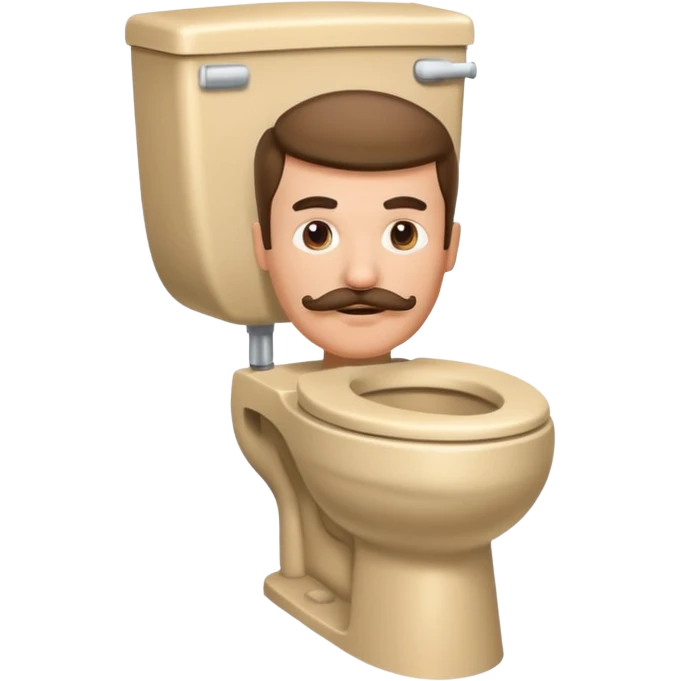 toilet with a man's head and a mustache emoji