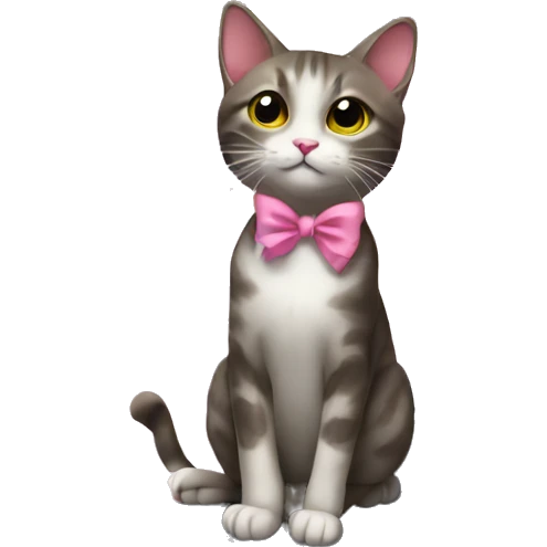 cat sitting on the moon with pink bow emoji