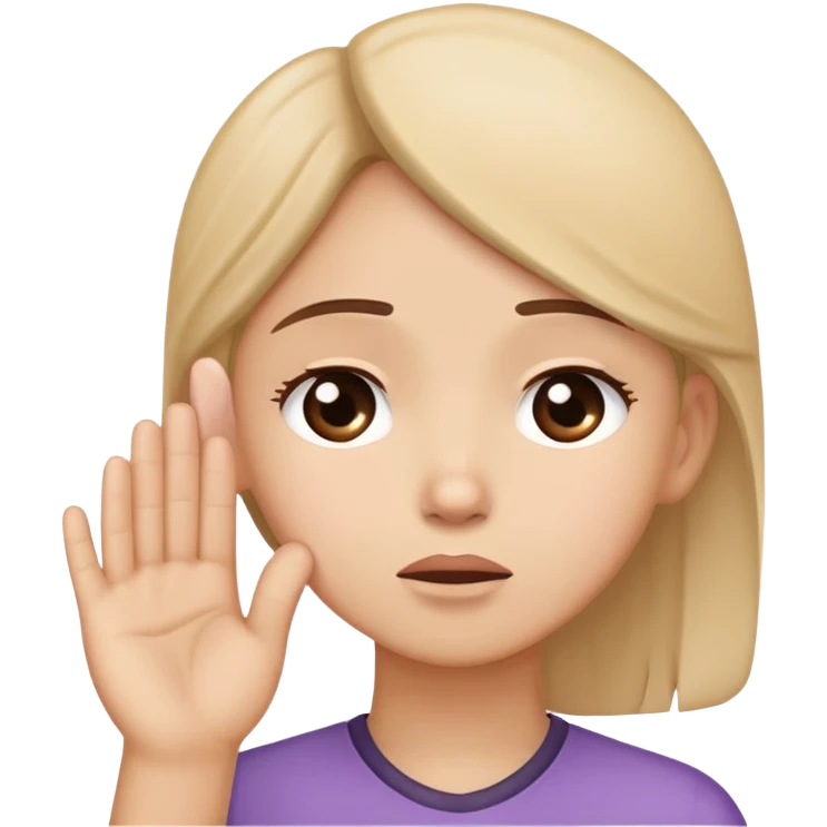 Saying sorry while holding ear emoji