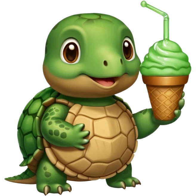 Eine Schildkröte mit einem Eis in der Hand. emoji
