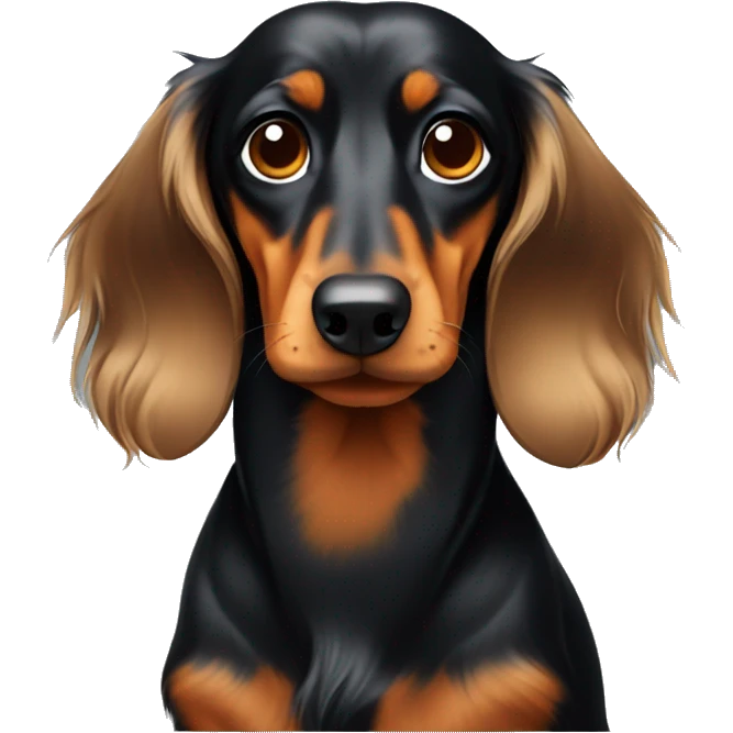 long haired black and tan dachshund giving side eye  emoji
