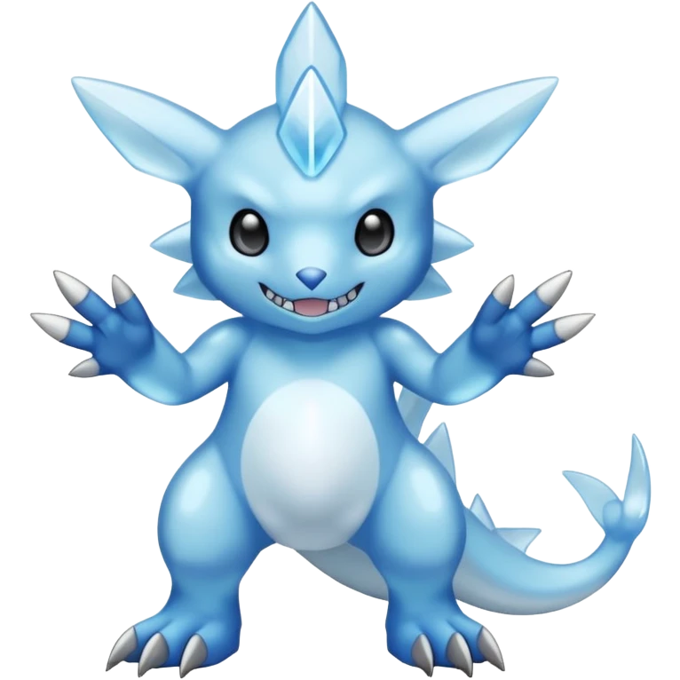 Pale Frosty Glassy Ice-Blue Cool Pokémon-Fakémon-Digimon-Creature, (full body) emoji