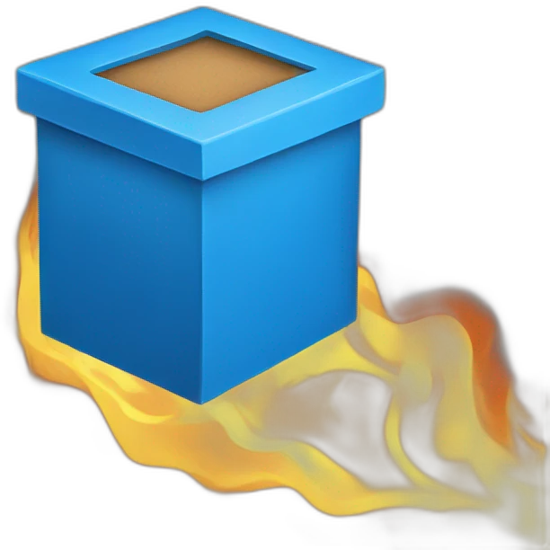 blue box on fire emoji