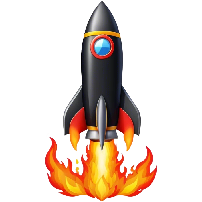driving fine black rocket with fire color france emoji