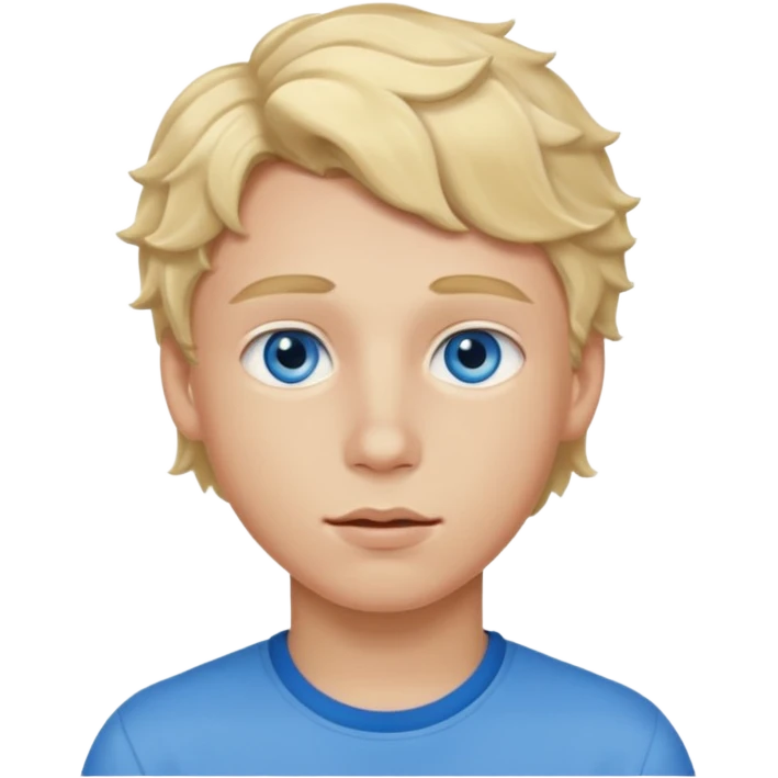 Teenage boy with blue eyes, blonde wavy hair and thick lips emoji