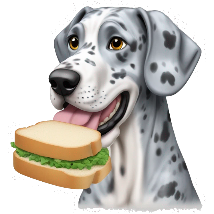 Blue Merle Great Dane eating white bread emoji