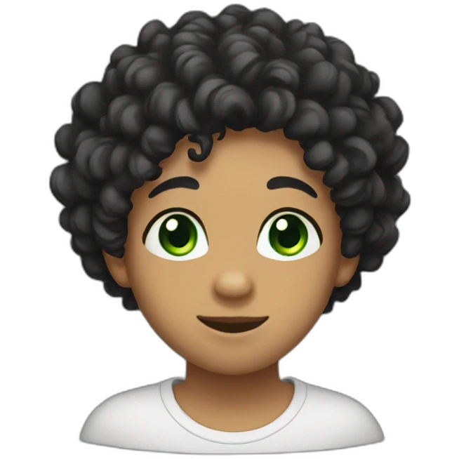 Bear with light green eyes and black curly hair emoji