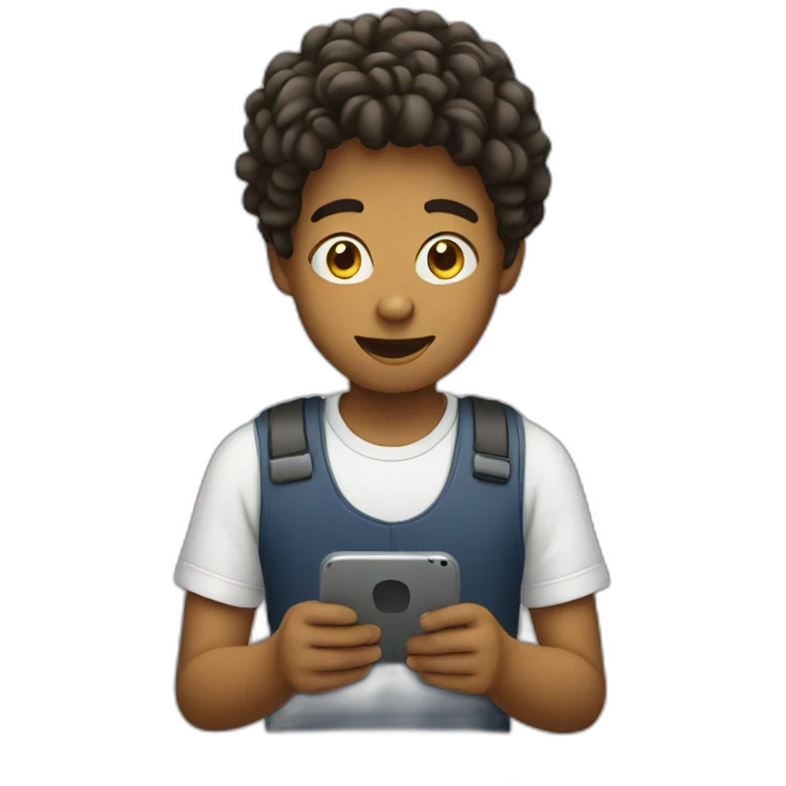 Teen typing in phone emoji