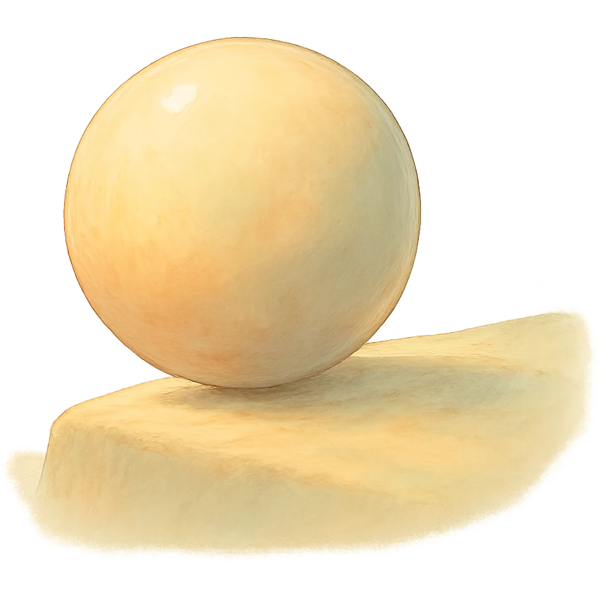 ghibli style ball balancing on a surface with soft colors emoji