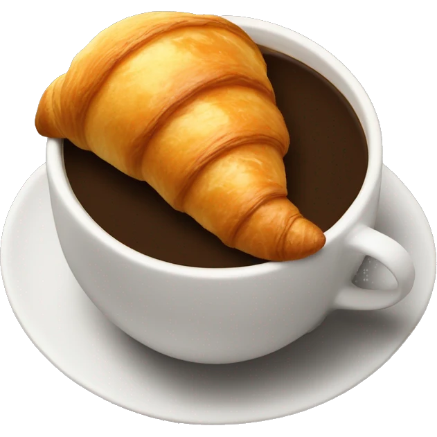 big croissant in a cup of coffee emoji