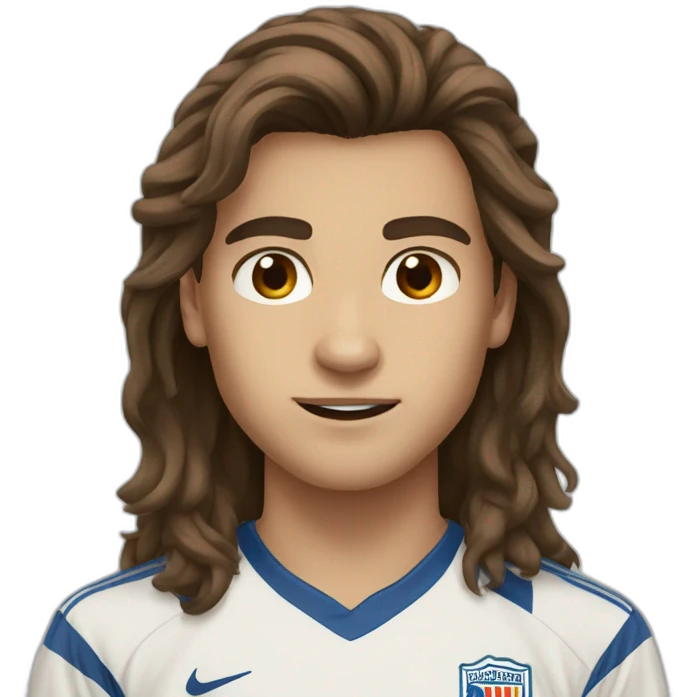 soccer boy brown long hair brown eyes emoji