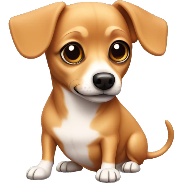 Chiweenie with cute eyes and cute whiskers. also kind of fat emoji