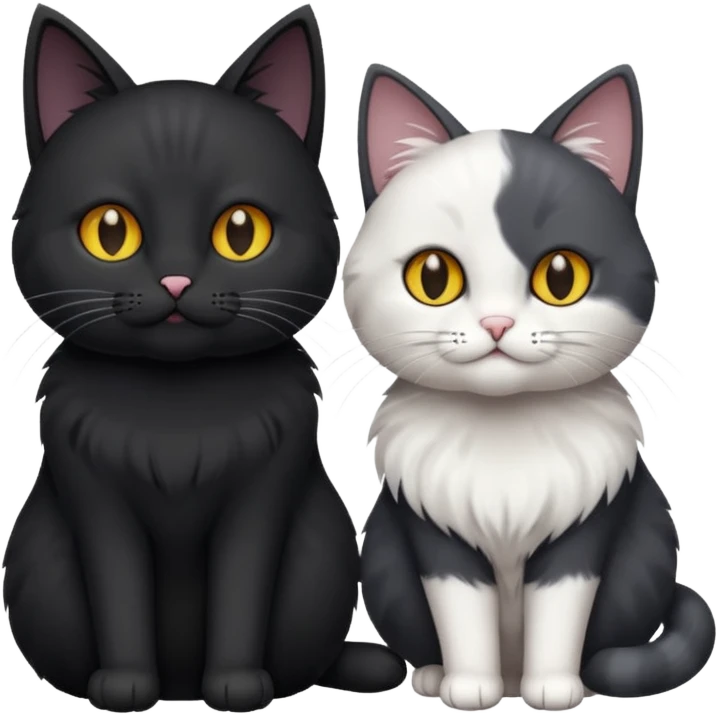Two cats one black one grey and white emoji