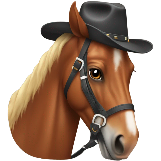 Chestnut horse with a cowboy hat on emoji