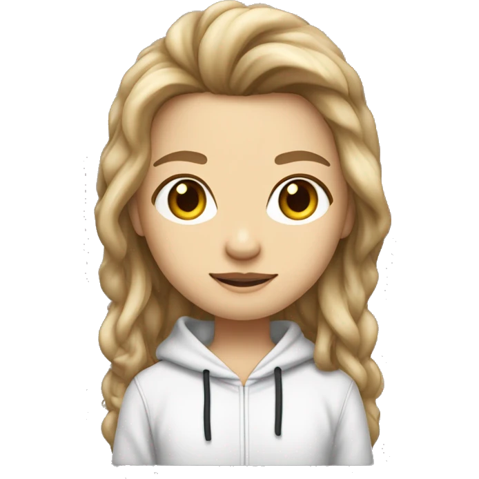 I want you to create a chibi emote, White complexion, hairstyle combed forward dark blonde with lighter highlights, sweatshirt beWhite complexion, dark blonde hairstyle with lighter highlights, hoodie  emoji